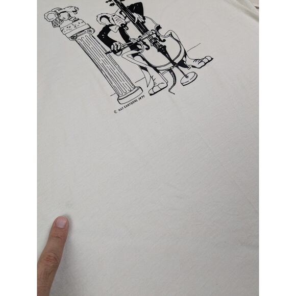 Vtg 1977 Rat Cartoon Cellist Albright Raglan Baseball Tee Shirt Size XL Rare 70s - Picture 8 of 14